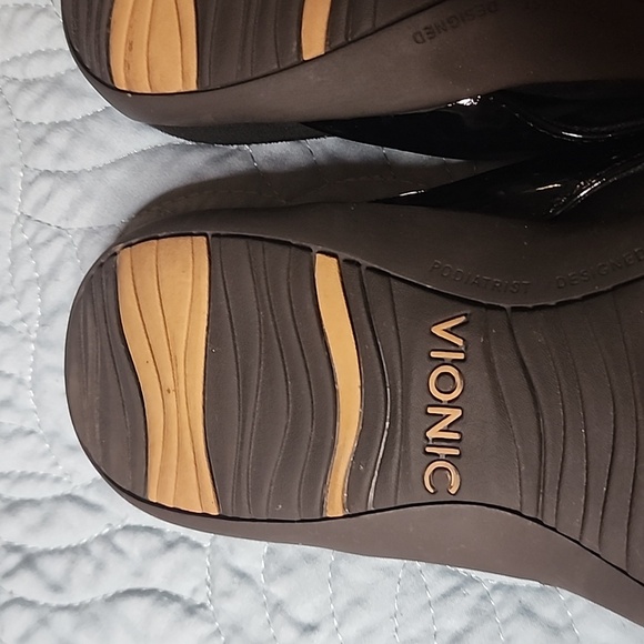 Vionic Bella Bella II Flip Flops Size 7.5 Black Bows With Silver Classy Cute - Picture 8 of 16